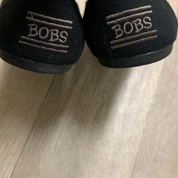 BOBS By Skechers Comfort Minimalist Black Ballet Slip On Canvas Shoes - Picture 5 of 7